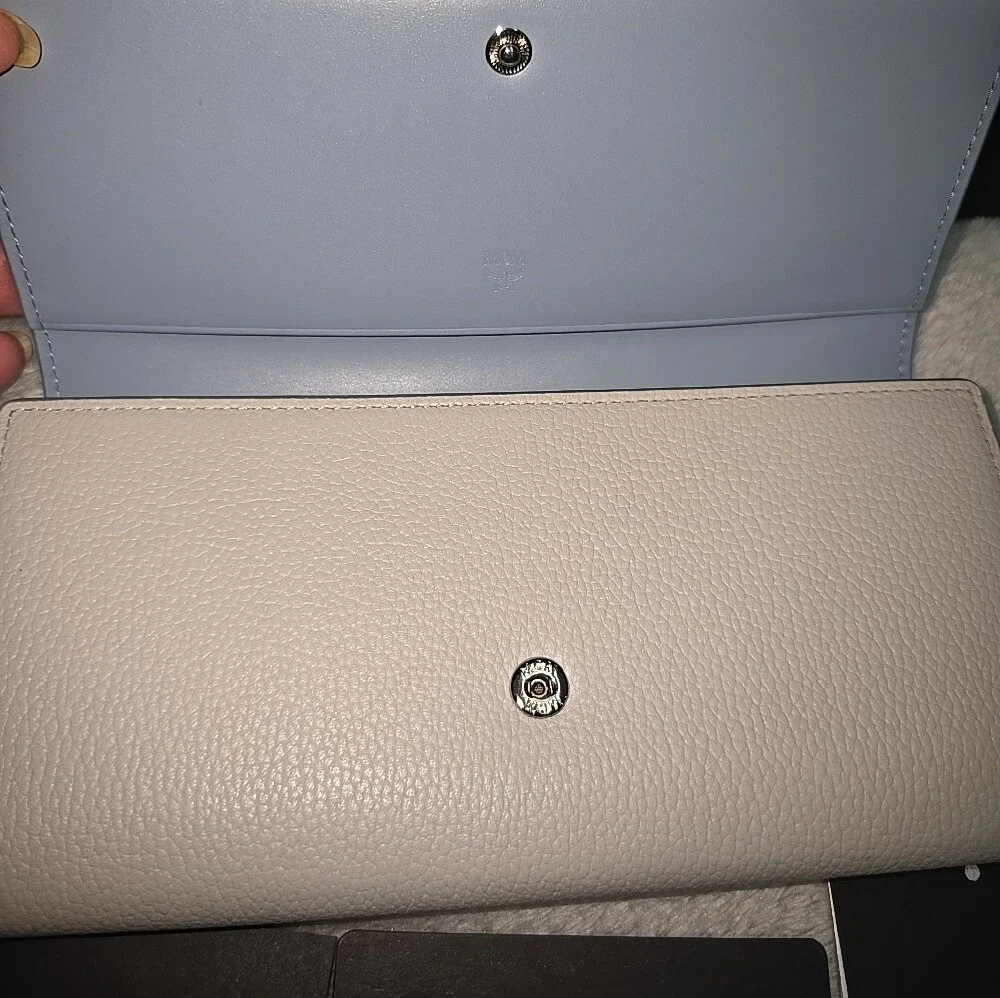MCM Light Blue & Cream Leather Wallet
